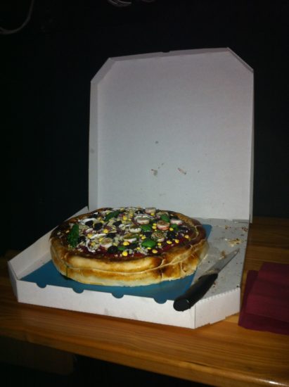 My pizza cake at my birthday location
