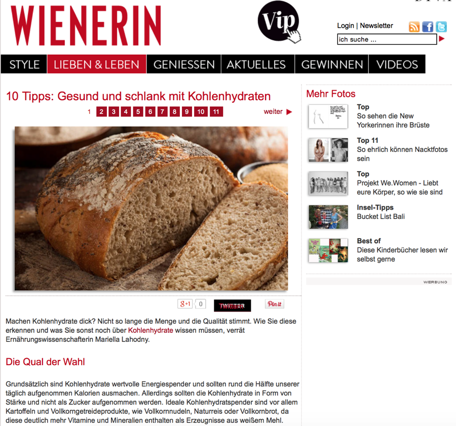 Wienerin.at - typisch ich - Schlank mit Kohlenhydraten